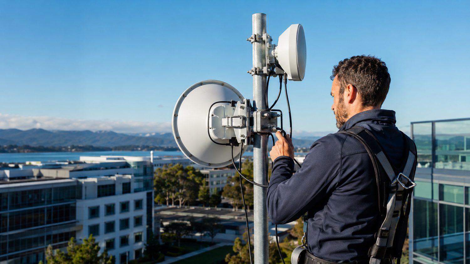 Ponte radio professionale su rooftop